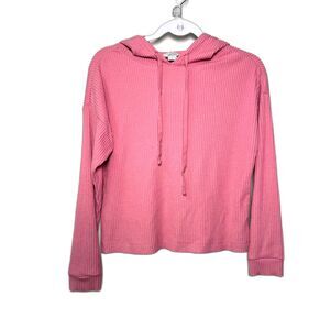 Danskin Pink Balletcore rib-knit cropped pullover hoodie Small